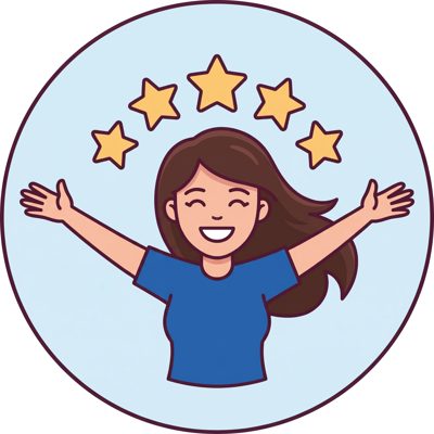 Happy woman with five stars